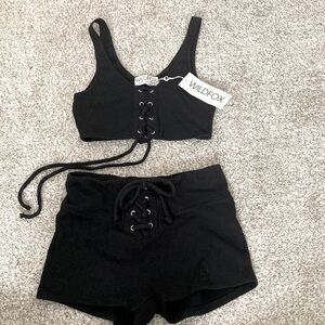 Wildfox lace-up crop top and shorts